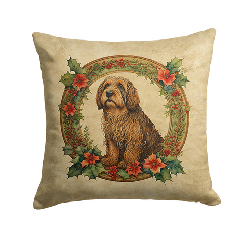 Otterhound Christmas Flowers Throw Pillow