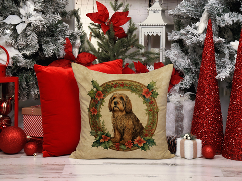 Otterhound Christmas Flowers Throw Pillow