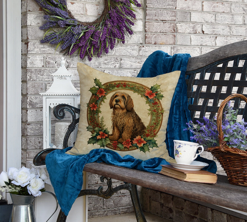 Otterhound Christmas Flowers Throw Pillow