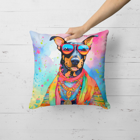 Doberman Pinscher Hippie Dawg Throw Pillow