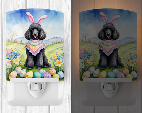 Black Poodle Easter Egg Hunt Ceramic Night Light