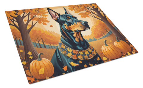 Doberman Pinscher Fall Glass Cutting Board