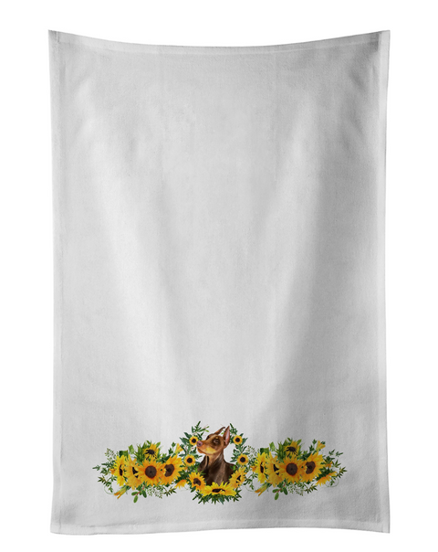 Doberman Pinscher in Sunflowers Kitchen Towel Set of 2