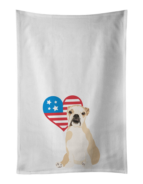 English Bulldog Fawn Puppy Patriotic Kitchen Towel Set of 2