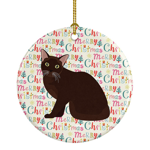 Burmese Cat Christmas Ceramic Ornament