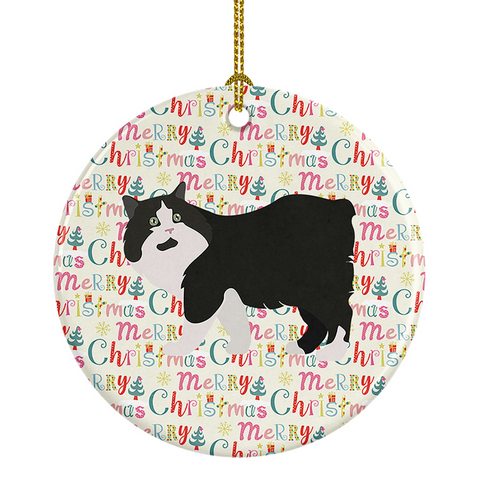 Cymric Cat Christmas Ceramic Ornament