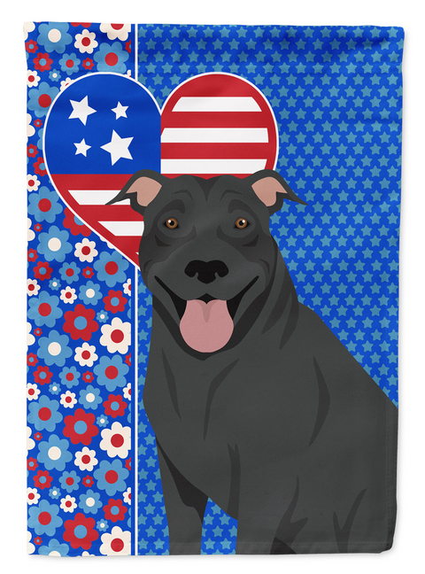 Black Pit Bull Terrier USA American House Flag