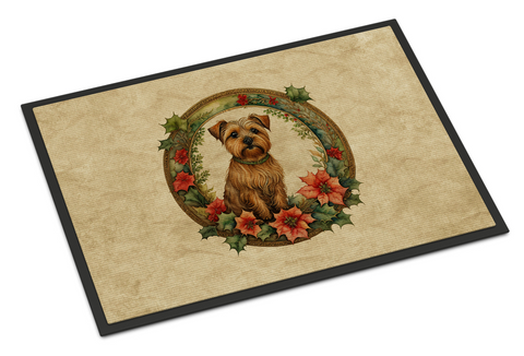 Norfolk Terrier Christmas Flowers Doormat