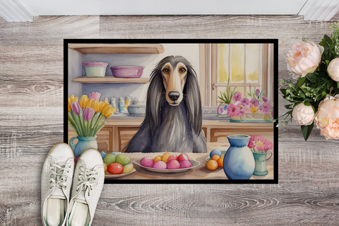 Decorating Easter Afghan Hound Doormat