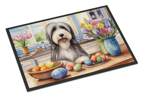 Decorating Easter Bearded Collie Doormat