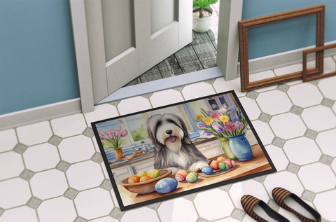 Decorating Easter Bearded Collie Doormat