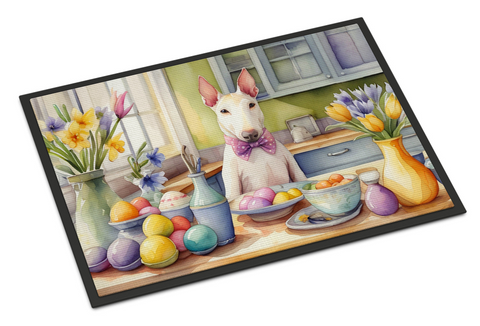 Decorating Easter Bull Terrier Doormat