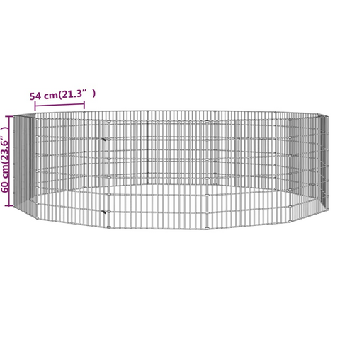 vidaXL Free Range Animal Enclosure 12-Panel 21.3"x23.6" Galvanized Iron