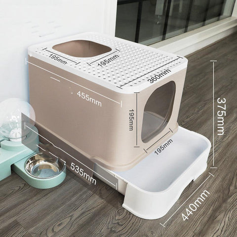 Large Jacking Closed Cat Litter Basin-1