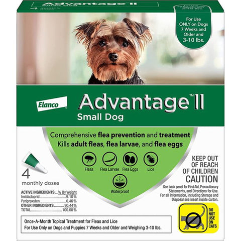 Advantage Ii Dog Small Green 4-Pack