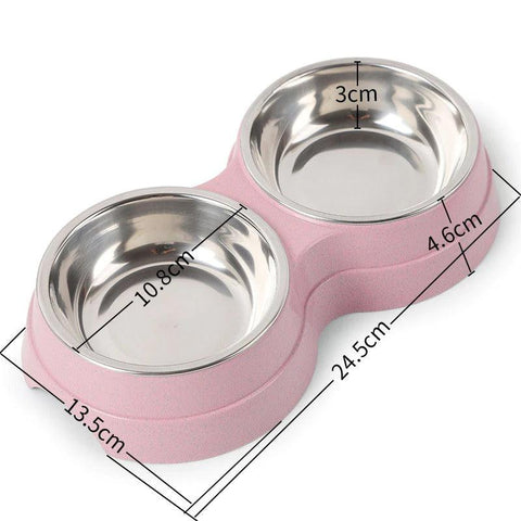 Stylish Stainless Steel Double Pet Feeder - Premium Food And Water Bowls For Cats, Dogs, And Puppies-2