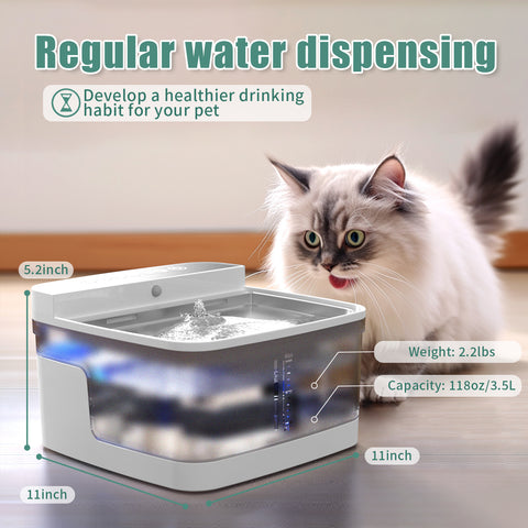 Smart Pet Water Dispenser - 3 level circulating filtration system, UV disinfection, wireless induction