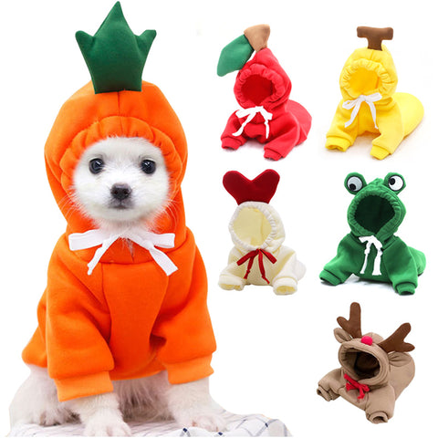 Fruit-Themed Winter Fleece Hoodie for Small Dogs and Cats