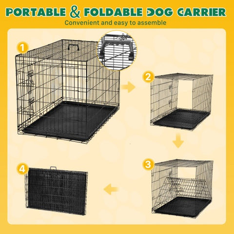 Foldable Double Door Iron Wire Pet Cage