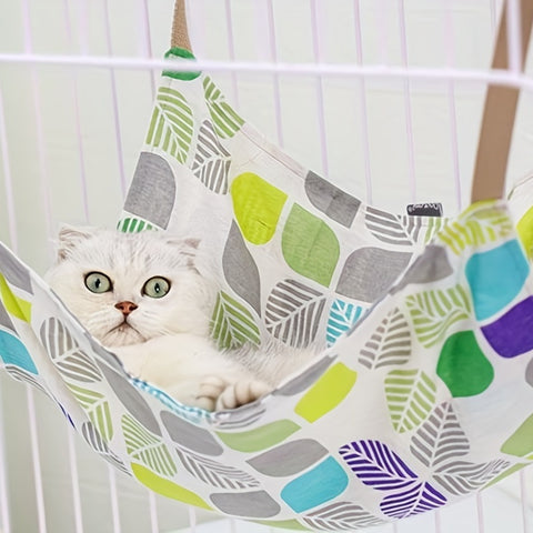 Pet Summer Cotton Hemp Cat Hammock Breathable Cage Cat Swing Hanging Nest Multi-color Printed Hammock Pet Supplies