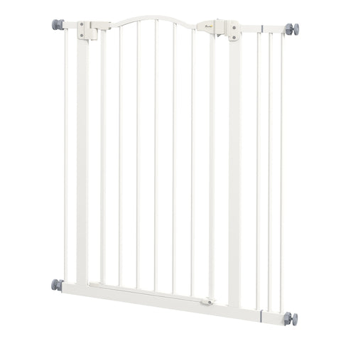 Metal Pet Safety Gate Dog Gate Folding Fence, White-0